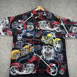 Vintage Orange County Choppers Shirt Mens XL Black Motorcycle Button Up 2004